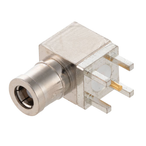 RF PCB Connector, SMB Plug Right Angle Connector Solder Attachment Thru