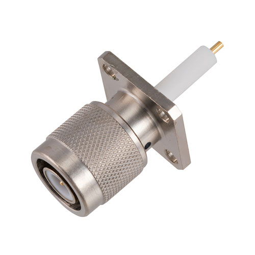 TNC Male Connector Pin Terminal Solder Attachment 4 Hole Flange , .531