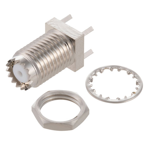 RF PCB Connector, Mini UHF Female Bulkhead Mount Connector Solder