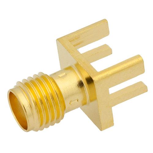 RF PCB Connector, RT SMA Female Connector Solder Attachment .062 inch
