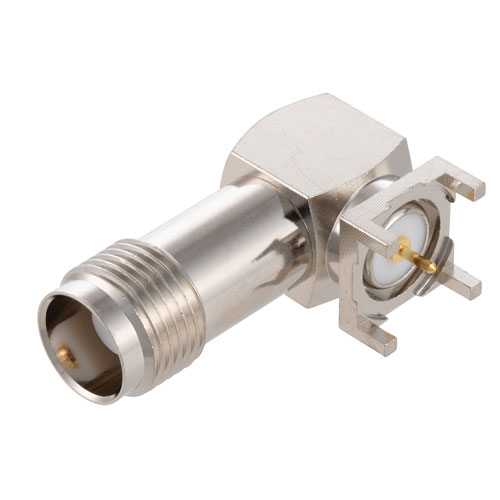 RF PCB Connector, TNC Female Right Angle Connector Solder Attachment