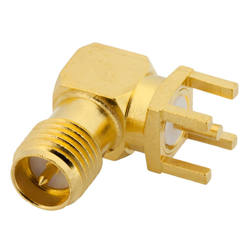 RF PCB Connector, RP SMA Female Right Angle Connector Solder Attachment