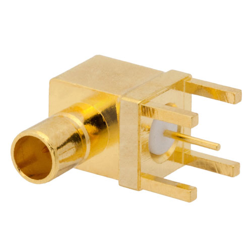 RF PCB Connector, 75 Ohm Mini SMB Jack Right Angle Connector Solder