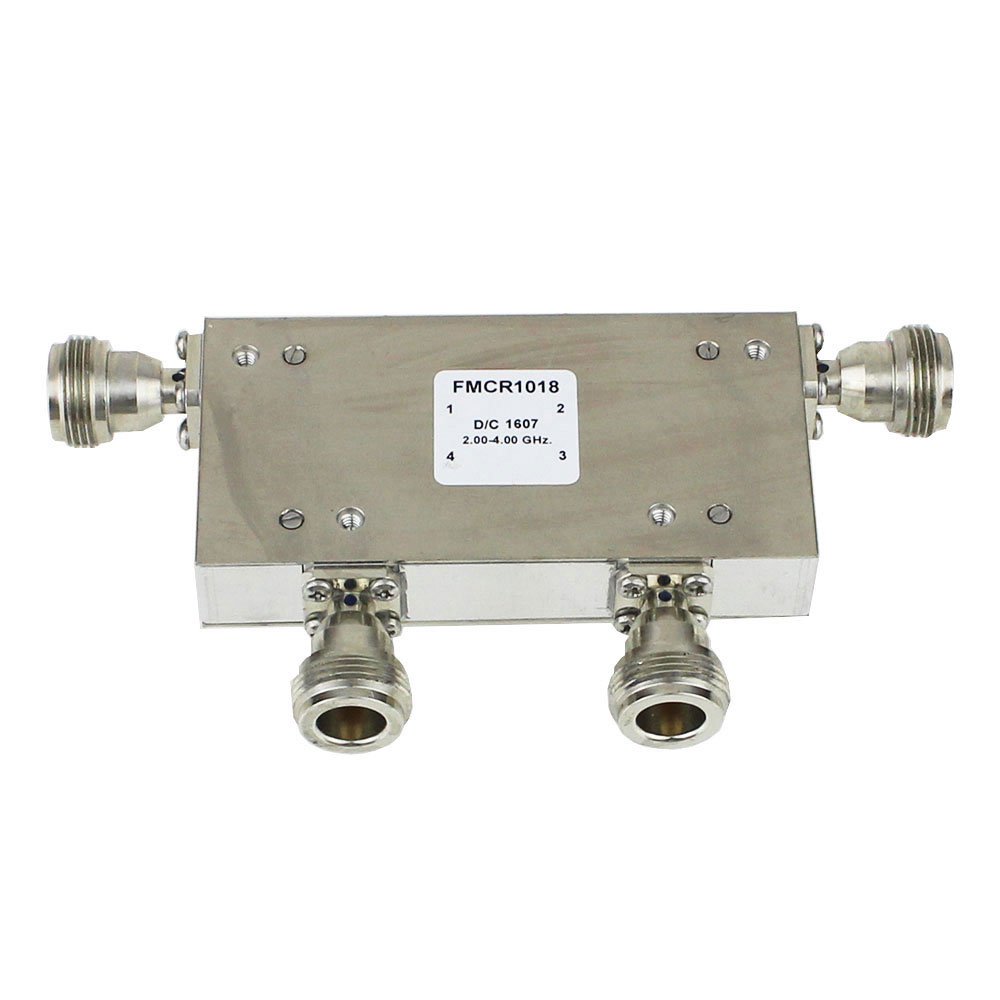 Dual Junction Circulator with 40 dB Isolation from 2 GHz to 4 GHz, 10 Watts and N Female