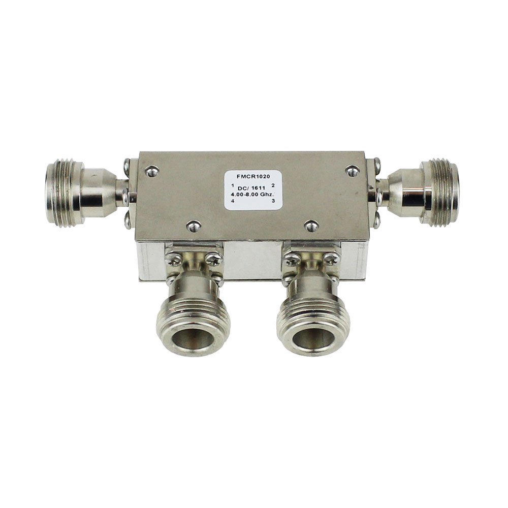 Dual Junction Circulator With 36 dB Isolation From 4 GHz to 8 GHz, 10 Watts And N Female