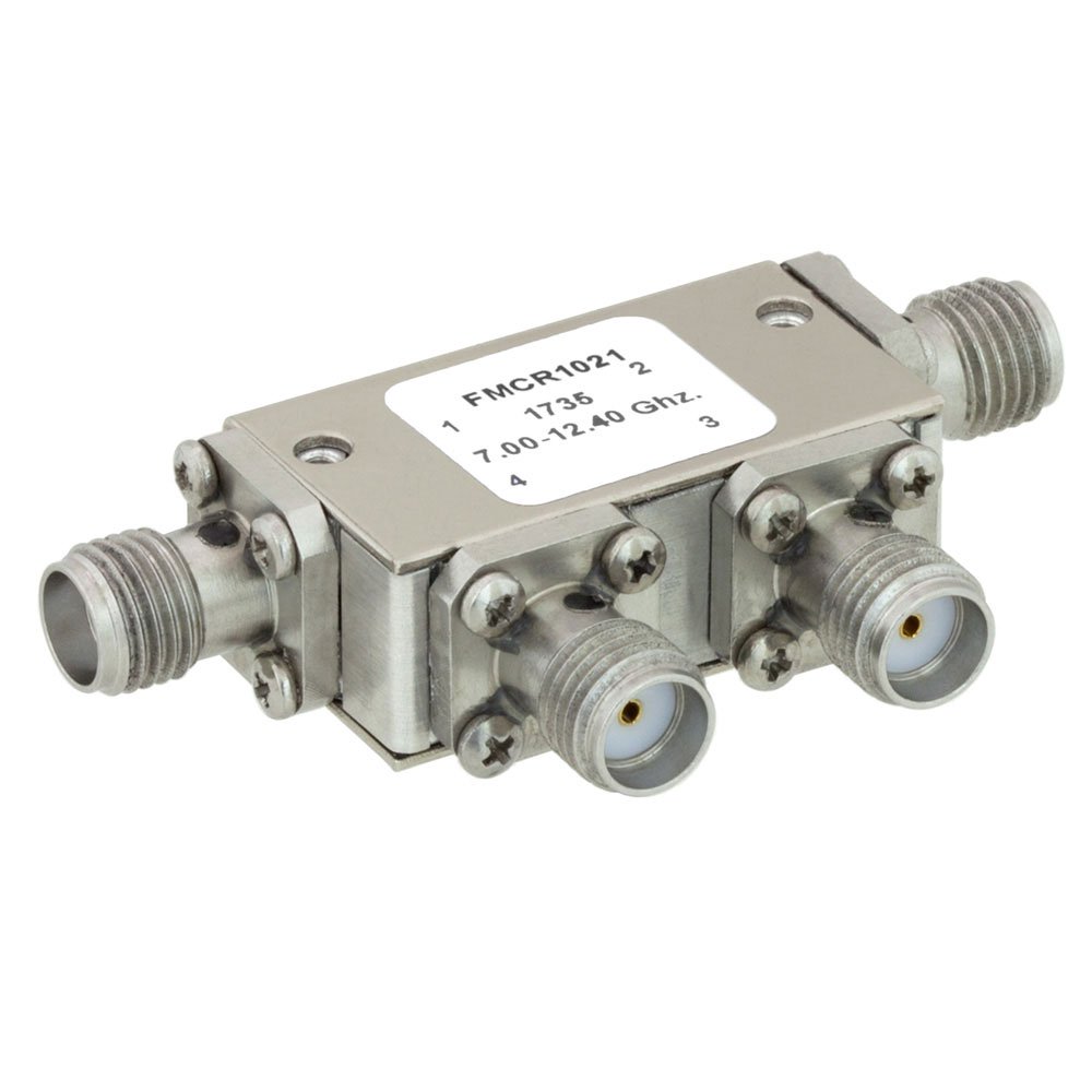 Dual Junction Circulator With 40 dB Isolation From 7 GHz to 12.4 GHz, 5 Watts And SMA Female