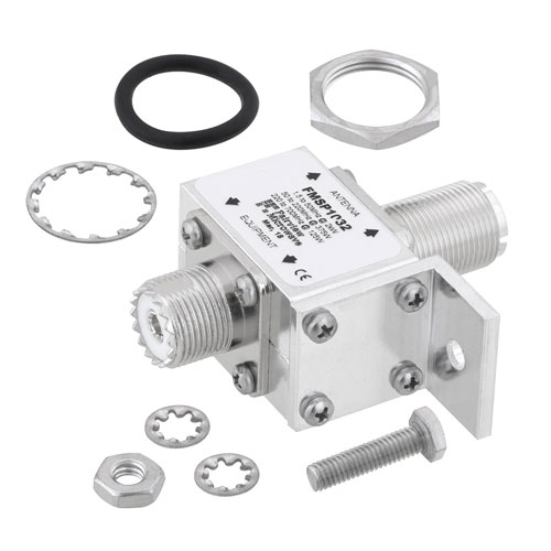UHF F/F In/Out Bulkhead Coaxial RF Surge Protector, 1.5MHz 700MHz, DC