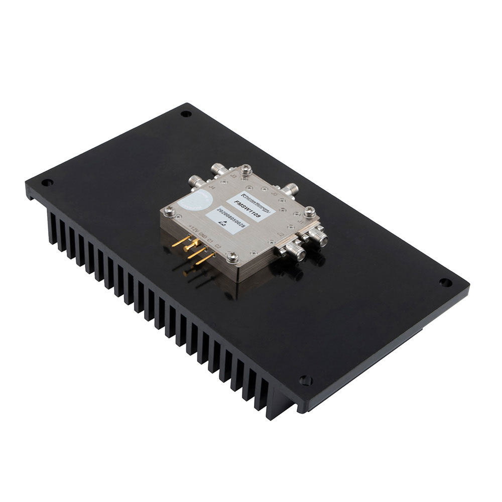 SMA Reflective SP4T GaN High Power PIN Diode Switch from DC to 6 GHz Rated at 40 Watts < 100ns Speed with Heatsink