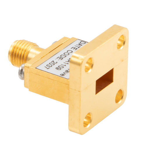 WR28 to 2.92mm Female End Launch Waveguide to Coax Adapter UBR320 with 26.5 GHz to 40 GHz in Brass
