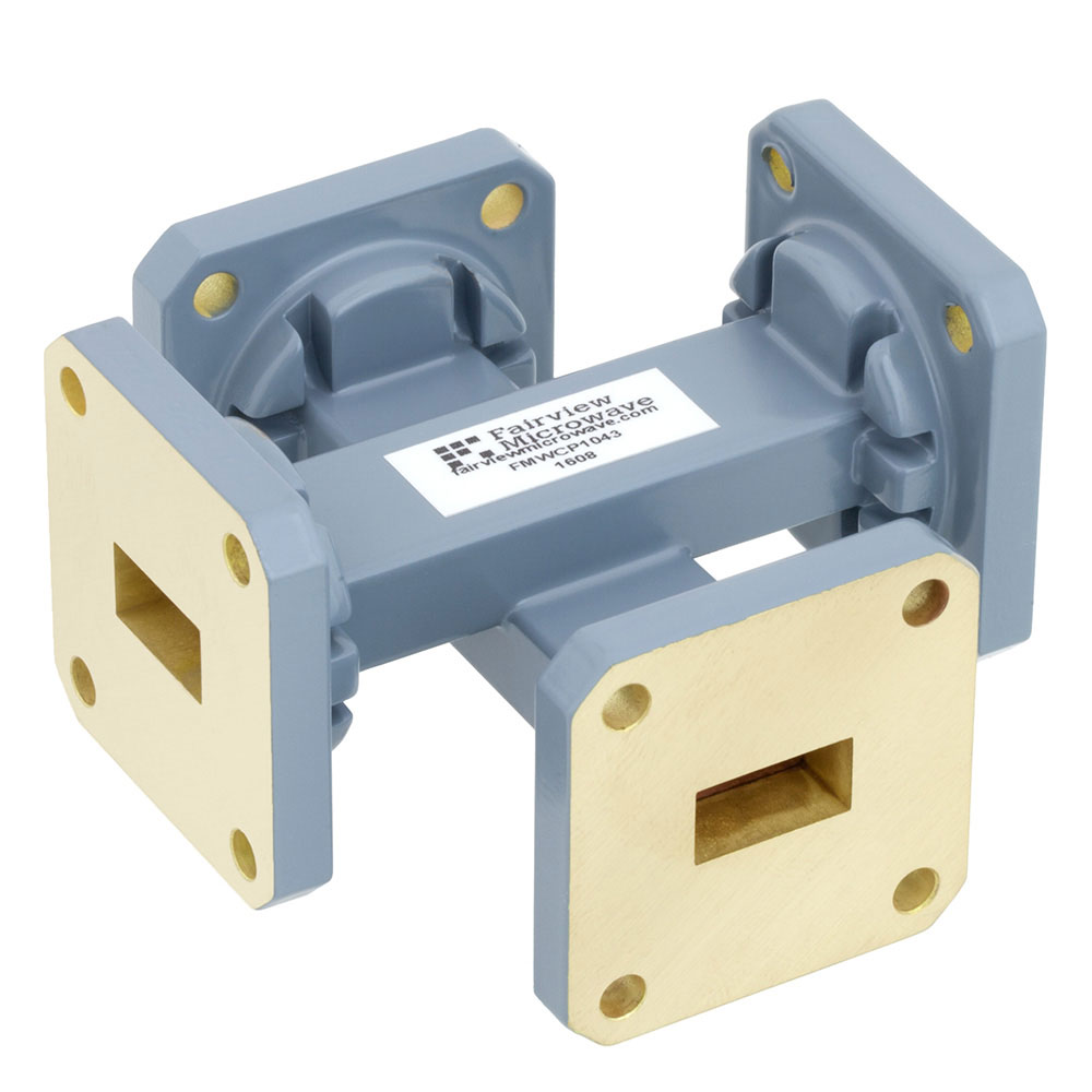 20 dB WR-51 Waveguide Crossguide Coupler with Square Cover Flange from 15 GHz to 22 GHz in Copper Alloy
