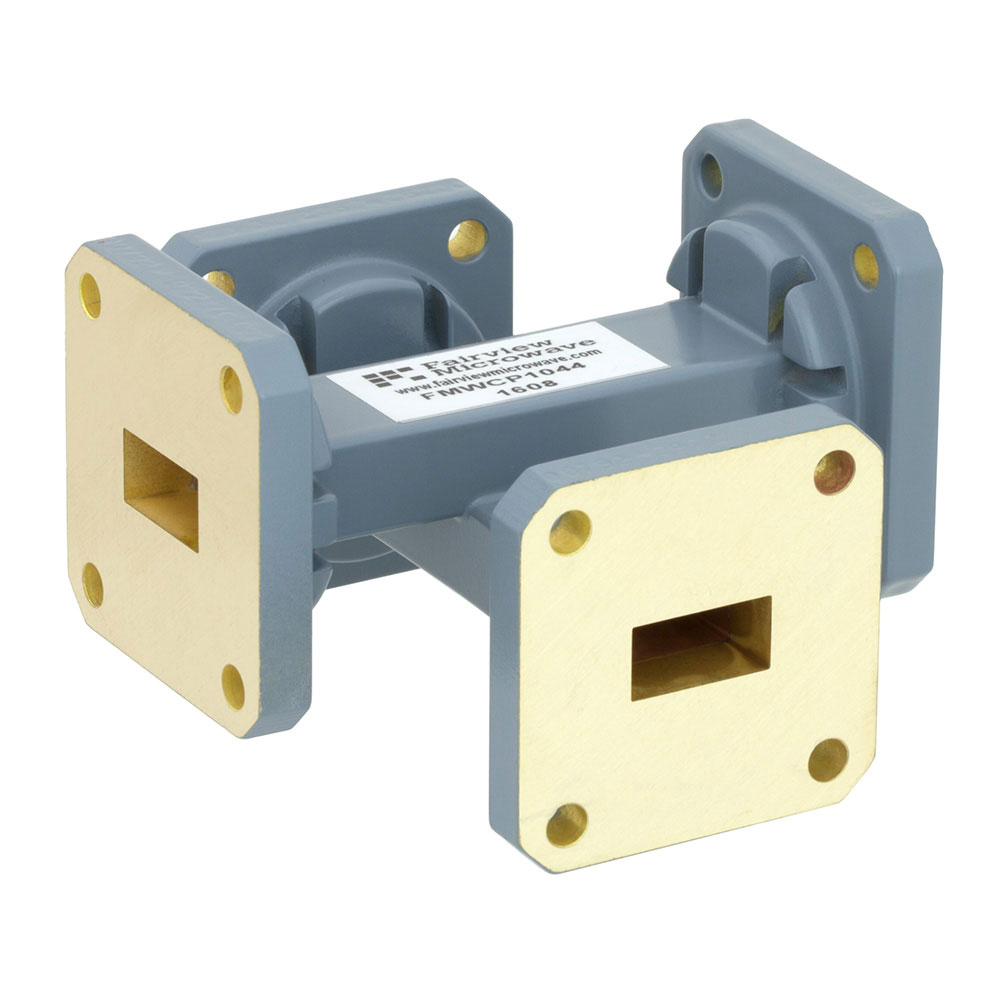 30 dB WR-51 Waveguide Crossguide Coupler with Square Cover Flange from 15 GHz to 22 GHz in Copper Alloy