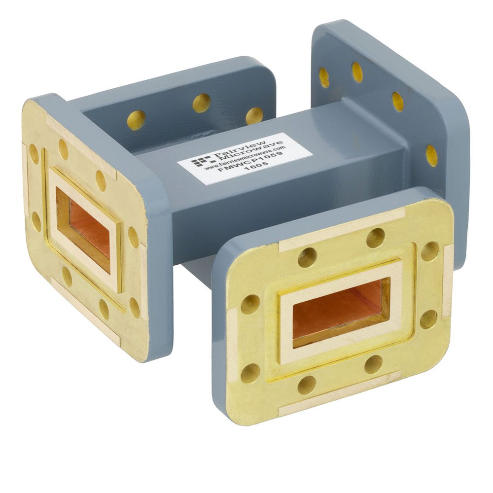 20 dB WR-90 Waveguide Crossguide Coupler with CPR-90G Flange from 8.2 GHz to 12.4 GHz in Copper Alloy