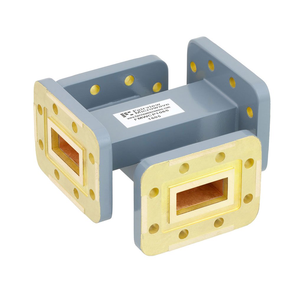 30 dB WR-90 Waveguide Crossguide Coupler with CPR-90G Flange from 8.2 GHz to 12.4 GHz in Copper Alloy