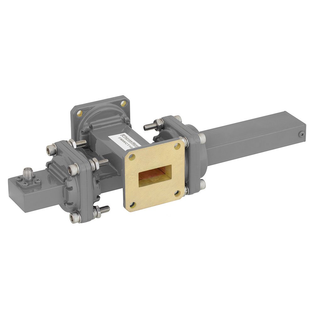 40 dB WR-90 Waveguide Crossguide Coupler with UG-39/U Square Cover Flange and SMA Female Coupled Port from 8.2 GHz to 12.4 GHz in Bronze