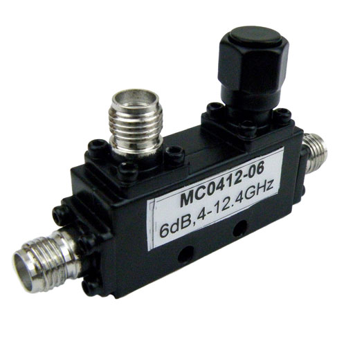 SMA Directional Coupler 6 dB Coupled Port From 4 GHz to 12.4 GHz Rated
