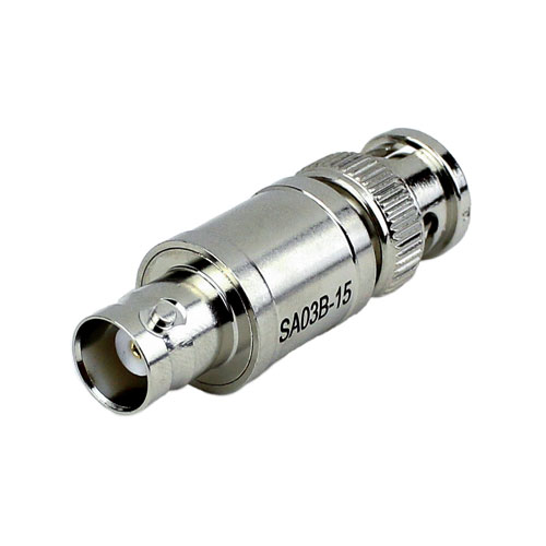 15 dB Fixed Attenuator BNC Male (Plug) to BNC Female (Jack) Up to 3 GHz Rated to 2 Watts, Brass