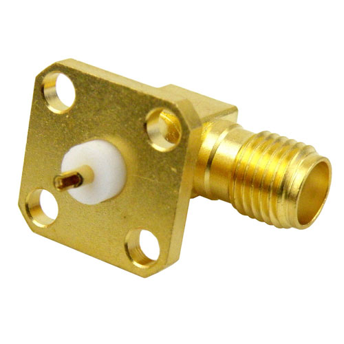 Right Angle SMA Female (Jack) Connector Solder Cup Terminal 4 Hole