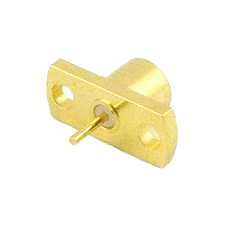 SMP Male (Plug) Full Detent Connector .125 inch Pin Terminal, 2 Hole Flange (Panel Mount), Solder