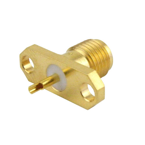 SMA Female (Jack) Connector Solder Cup Terminal 2 Hole Flange (Panel