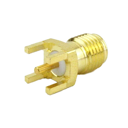 SMA Female (Jack) PCB Connector Thru Hole, Solder, Gold Plated Brass
