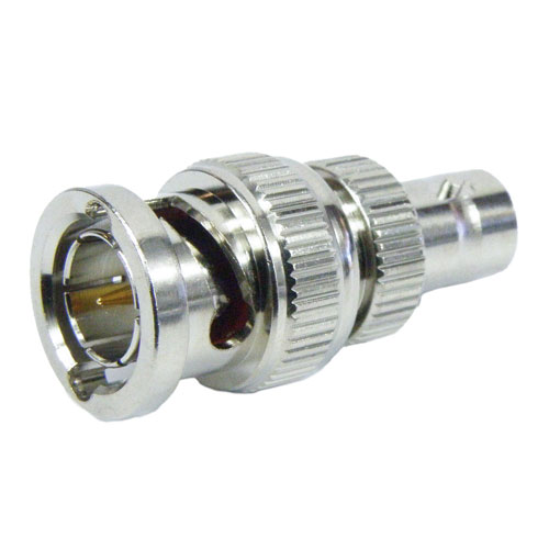 75 Ohm BNC Male (Plug) to Mini BNC Female (Jack) Adapter, Nickle Plated