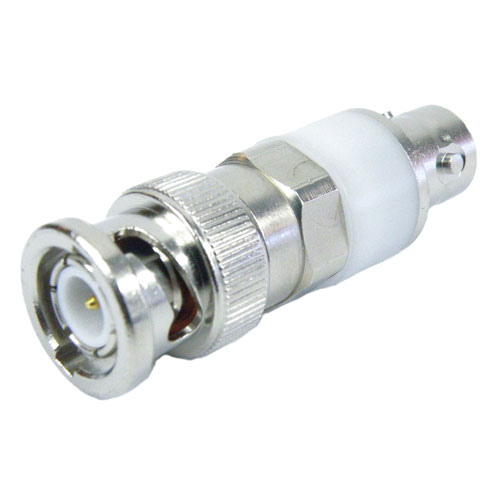 50 Ohm BNC Male (Plug) to BNC Triax Female (Jack) Adapter, Nickle