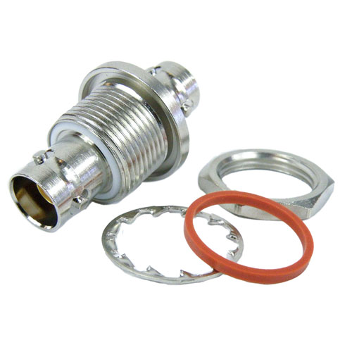 Bulkhead Isolated Ground BNC Triax Female (Jack) to BNC Triax Female