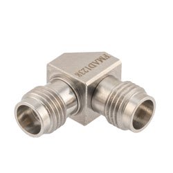 Miter RA 1.85mm Female (Jack) to 2.4mm Female (Jack) Adapter, Passivated Stainless Steel Body, 1.35 VSWR