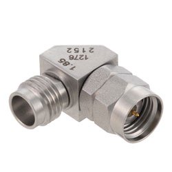 RA 1.85mm Male to 1.85mm Female Adapter with Passivated Stainless Steel Body