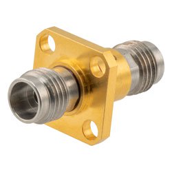 Hermetically Sealed 2.4mm Female to 2.4mm Female 4 Hole Flange Adapter 50GHz VSWR1.35, MIL-STD-348B