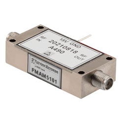 35 dB min Gain, Temperature Compensated Low Noise Amplifier, 21 dBm P1dB Operating from 0.5 GHz to 4 GHz with SMA