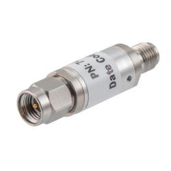 4 dB Fixed Attenuator 3.5mm Male (Plug) to 3.5mm Female (Jack) up to 26.5 GHz Rated to 2 Watts, Aluminum Body, 1.45:1 VSWR
