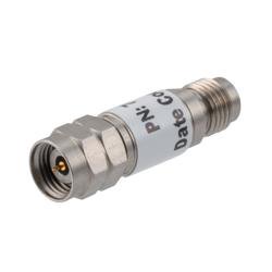 6 dB Fixed Attenuator 2.4mm Male (Plug) to 2.4mm Female (Jack) up to 50 GHz Rated to 2 Watts, Stainless Steel Body, 1.45:1 VSWR