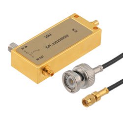 Ultra-Wide Band Bias Tee, 0.05 MHz to 110 GHz 1.0 mm(m) input, 1.0 mm(f) output, SMC(m) bias Rated to 400 mA and 16V DC