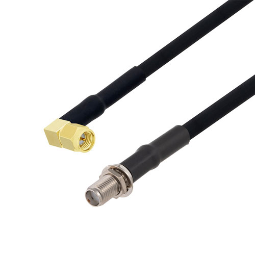 SMA Male Right Angle to SMA Female Bulkhead Cable in 60 Inch Length Using RG223 Coax