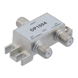 75 Ohm Diplexer, 5 to 1450 MHz Low Pass, 1650 to 2300 MHz High Pass, Type F Female