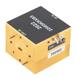 WR-19 Waveguide with UG-383/U-M Flange Active 4x Frequency Multiplier Module with Outputs at 40 GHz to 60 GHz and +10 dBm Power