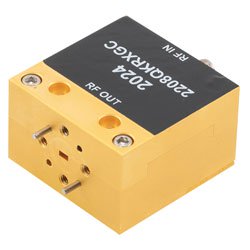 WR-12 Waveguide with UG-387/U Flange Active 6x Frequency Multiplier Module with Outputs at 60 GHz to 90 GHz and +15 dBm Power