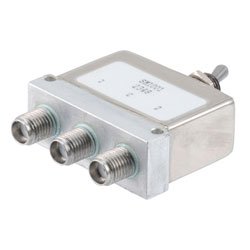 Manual SPDT Toggle Switch from DC to 18 GHz, SMA Female, and Rated to 40 Watts