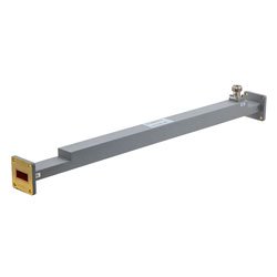 10 dB WR-90 Waveguide Broadwall Coupler with UG Cover Flange and N-Type Female Coupled Port from 8.2 GHz to 12.5 GHz in Copper