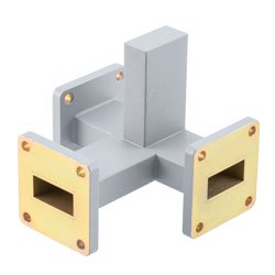 WR-90 2 Way Waveguide Power Divider From 9.3 GHz to 9.5 GHz UG Square Cover Flange, Aluminum