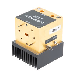 WR-22 Waveguide Power Amplifier, Q Band, 33 GHz to 50 GHz, 45 dB Gain, 20 dBm Psat, UG-383/U Flange