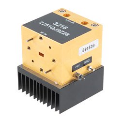 WR-19 Waveguide Power Amplifier, U Band, 40 GHz to 60 GHz, 40 dB Gain, 24 dBm Psat, UG-383/U-M Flange